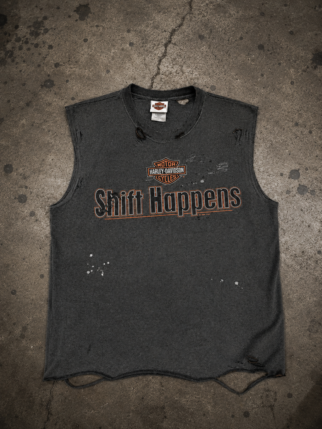 Vintage Distressed “Shift Happens” Hammond HD Sleeveless Tee